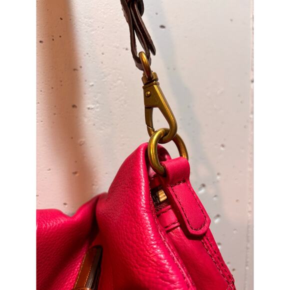 Fossil leather pink satchel large handbag with removable shoulder strap - Picture 4 of 9